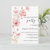 BOHO ROZE BLUSH WATERVERF FLOWERS AFSTUDEREN KAART (Staand voorkant)