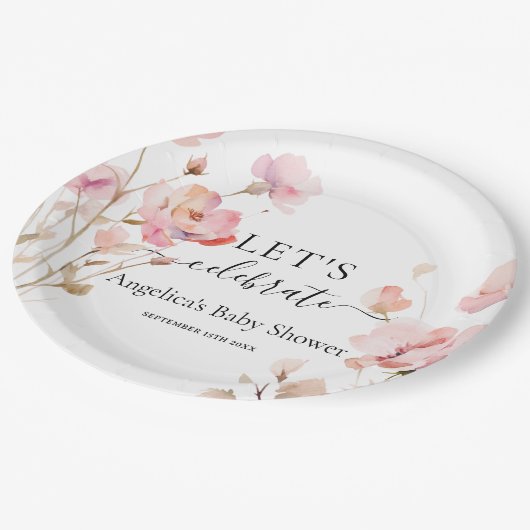 BOHO ROZE BLUSH WATERVERF WEIDEBLOEMEN PAPIEREN BORDJE (Gekanteld)