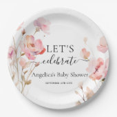 BOHO ROZE BLUSH WATERVERF WEIDEBLOEMEN PAPIEREN BORDJE (Voorkant)