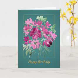 Boho Roze Boeket | Watercolor Bloemen Verjaardag Kaart