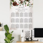 Boho Roze Bourgogne Roos Waterverf Bloemenbruiloft Poster (Thuiskantoor)