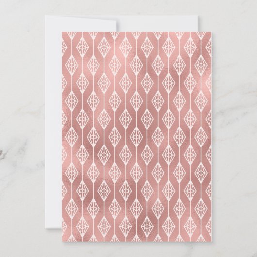 Boho Roze bruiloft Roos Gouden Tribal Diamonds Kaart (Achterkant)