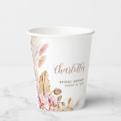 Boho roze bruin pampasgras | VRIJGEZELLENFEEST Papieren Bekers (Achterkant)