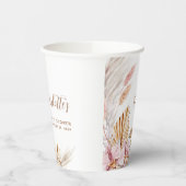 Boho roze bruin pampasgras | VRIJGEZELLENFEEST Papieren Bekers (Links)