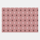 Boho Roze Bruin Wit Kerstbomen Vakantie Inpakpapier Vel (Voorkant 2)