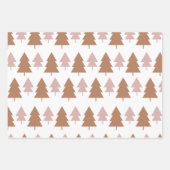Boho Roze Bruin Wit Kerstbomen Vakantie Inpakpapier Vel (Voorkant)