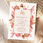 Boho Roze Bruine Herfst Little Pumpkin Baby shower Kaart