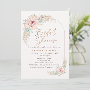 Boho Roze Cactus Roze Goud Bruiloft Borrel Borrel Kaart