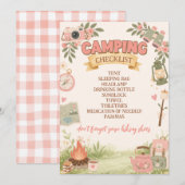 Boho Roze Camping Checklist Kaart (Voorkant / Achterkant)