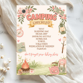 Boho Roze Camping Checklist Kaart