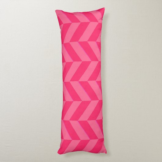 Boho Roze Chevron Ikat Geïnspireerd Patroon Rood A Lichaamskussen (Achterkant (Verticaal))
