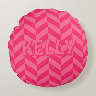 Boho Roze Chevron Ikat Geïnspireerd Patroon Rood A Rond Kussen