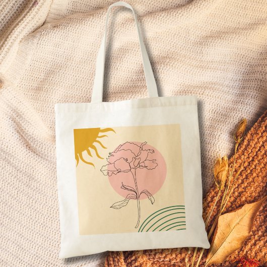 Boho Roze Cirkel Roos En Zon Tote Bag