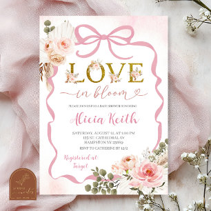 Boho Roze Coquette Pampas Gras Baby Shower Liefde  Kaart