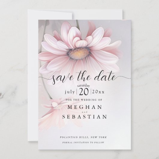Boho Roze Daisy 2 Save The Date (Voorkant)
