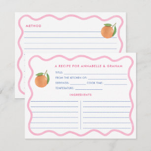 Boho Roze Doodle Citrus Bruiloft Borrel Receptkaar Kaart