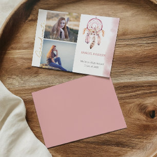 Boho Roze Droomvanger Voeg Je Foto's Toe Afstudere Aankondiging