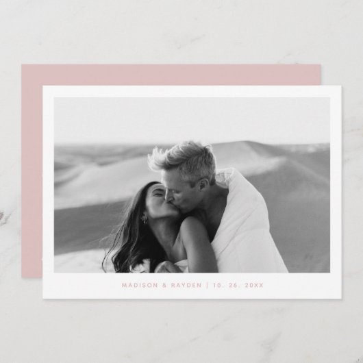 Boho Roze Eenvoudige Foto QR Code Trouwen Bedankkaart (Voorkant / Achterkant)