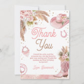 Boho Roze Eerste Rodeo 1e verjaardag Bedankkaart (Voorkant)