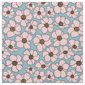 Boho Roze En Blauwe Bloemen  Stof (Close Up)