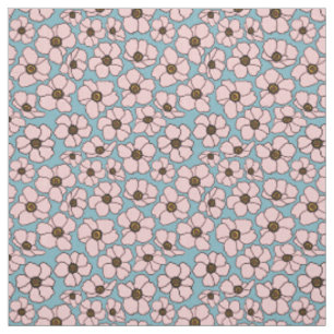 Boho Roze En Blauwe Bloemen Stof