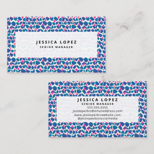 Boho Roze en Blauwe Borstel Visitekaartje (Voorkant / Achterkant)