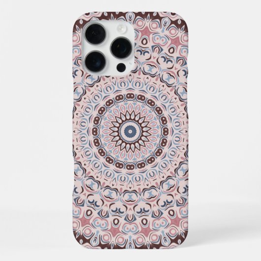 Boho Roze en Blauwe Mandala Patroon iPhone Hoesje (Achterkant)