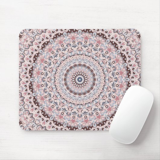 Boho roze en blauwe mandala patroon muismat (Met muis)
