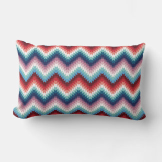 Boho roze en blauwe zigzag chevron naadloos patroo kussen