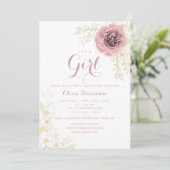 Boho Roze en Gouden Babyshower Uitnodiging (Staand voorkant)