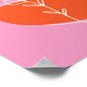 Boho Roze en Oranje Bloem Minimalistische Poster (Hoek)