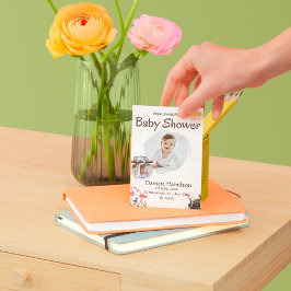 Boho Roze en Witte Waterverf Baby shower Kaart