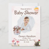 Boho Roze en Witte Waterverf Baby shower Kaart (Voorkant)