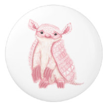 Boho Roze Fee Armadillo Keramische Knop