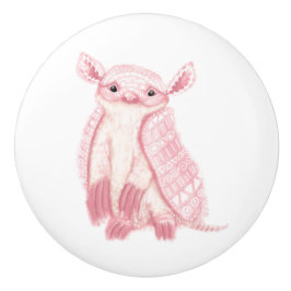 Boho Roze Fee Armadillo Keramische Knop