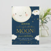Boho roze Floral over de maan Baby shower Kaart (Staand voorkant)