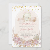 Boho roze Floral over de maan Baby shower Kaart (Voorkant)