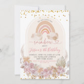 Boho roze Floral over de regenboogdag Kaart (Voorkant)