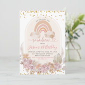 Boho roze Floral over de regenboogdag Kaart (Staand voorkant)