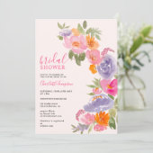  boho roze floral waterverf vrijgezellenfeest kaart (Staand voorkant)