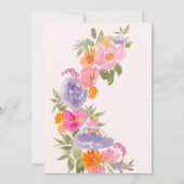  boho roze floral waterverf vrijgezellenfeest kaart (Achterkant)