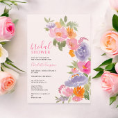  boho roze floral waterverf vrijgezellenfeest kaart