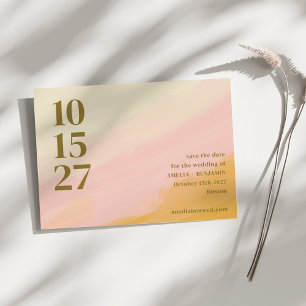 Boho Roze Geel Abstract Aquarel Chic Trouwen Save The Date