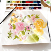 Boho roze geel bloemenbruiloft waterverf menu