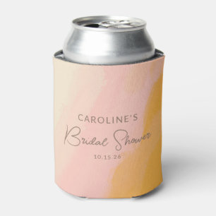 Boho Roze Geel Script Huwelijksfeest  Blikjeskoeler