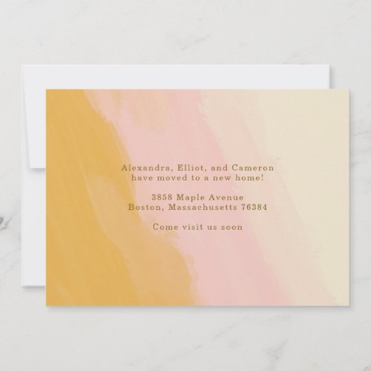 Boho Roze Geel We Zijn Verhuisd Nieuw Adres Foto Aankondiging (Achterkant)