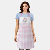 Boho Roze Gingham Custom Mama Oprichtingsjaar aand Schort (Gedragen)