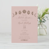 Boho Roze Glans Maanfasen Moderne Bruidsdouche  Kaart (Staand voorkant)