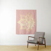 Boho Roze Gouden Lotus Bloem Mandala Art Wandkleed (In situ)