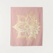 Boho Roze Gouden Lotus Bloem Mandala Art Wandkleed (Voorkant)